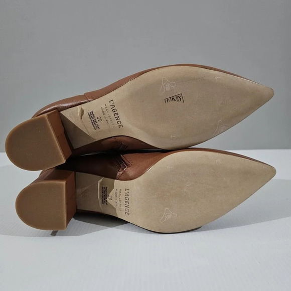 NEW L'Agence Jeanne II Ankle Bootie EU Size 39  Brown Leather Pointed Toe Heeled - Picture 13 of 15